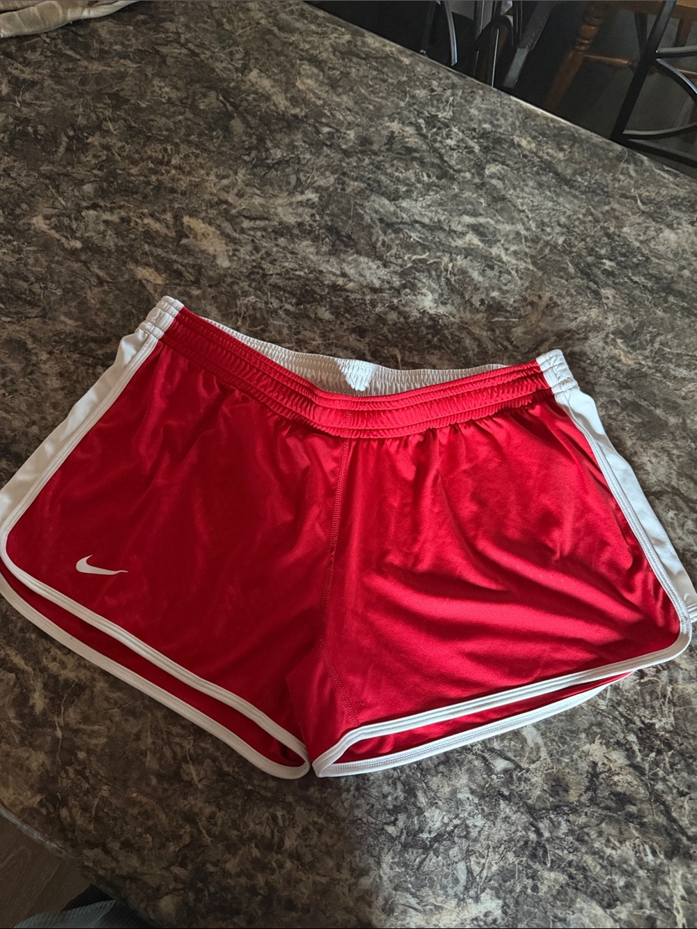 Nike Women's Red Athletic Shorts with White Trim